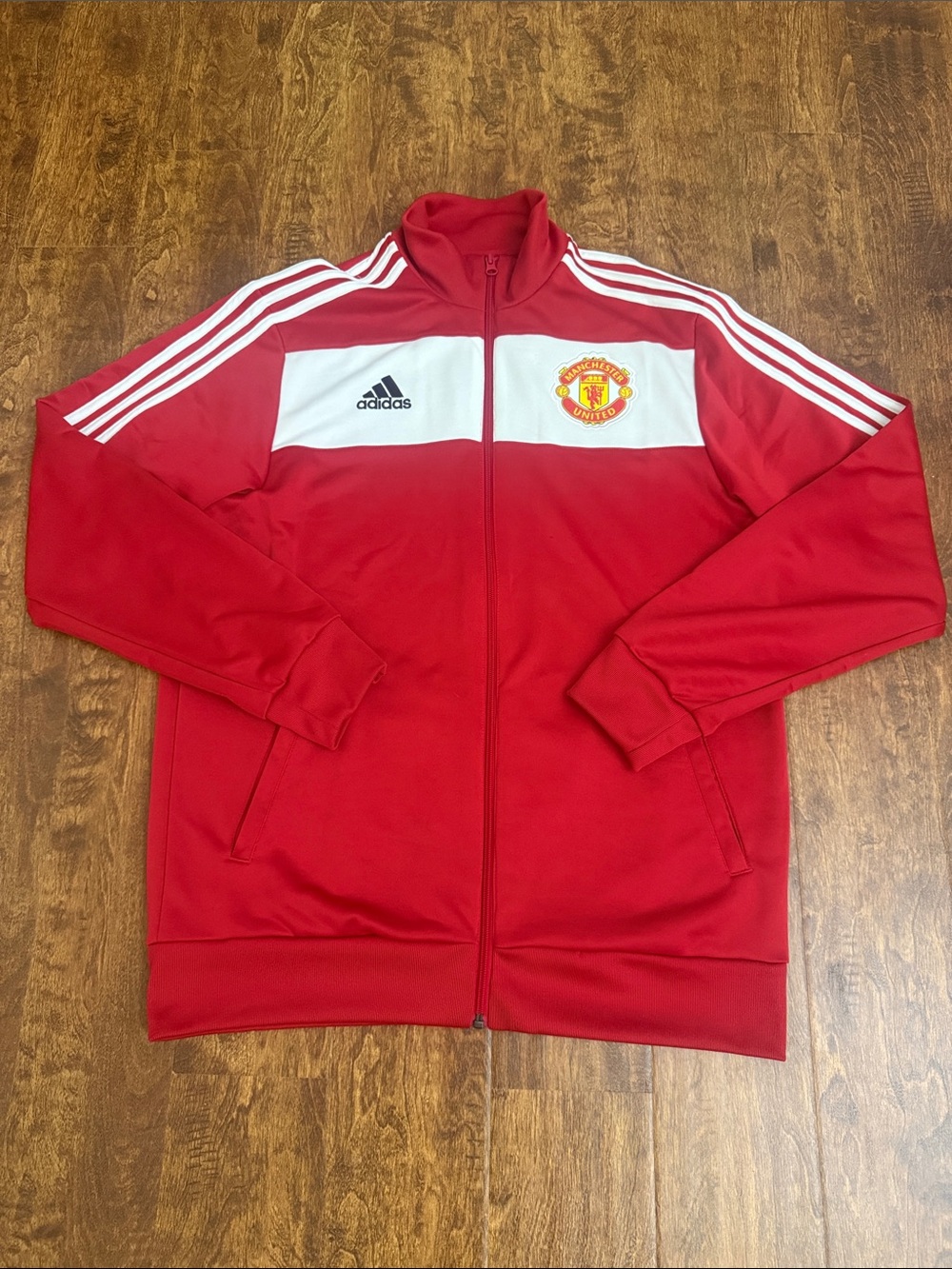 adidas Red and White Manchester United Track Jacket